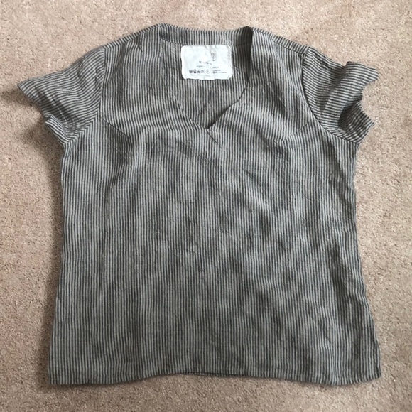 not perfect linen Tops - CUTE Striped Notperfectlinen Linen Shirt Sz L